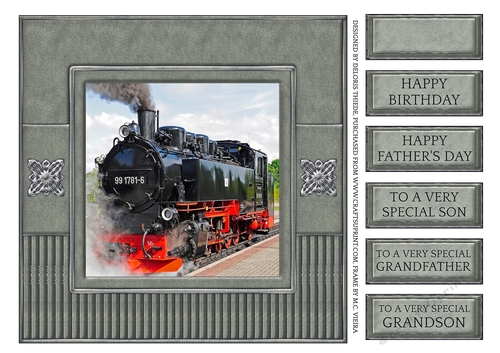 7 X 7 Steam Train Fathers Day/Birthday Topper 