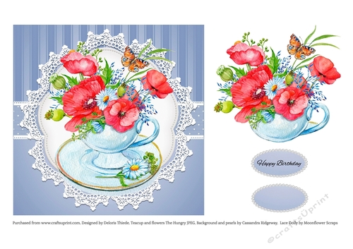 Lovely Watercolor Teacup With Flowers 