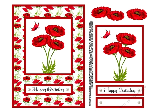 Lovely Red Poppies Birthday Topper