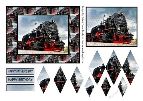 Steam Train Diamond Pyramid Birthday/ Fathers Day 
