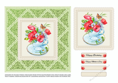 Lovely Watercolor Poppies In A Teacup