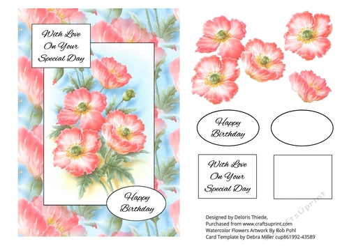 Lovely Watercolor Flowers Birthday Topper