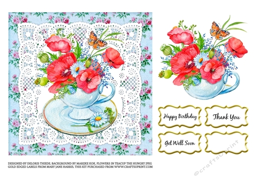 Red Poppies - Teacup Topper
