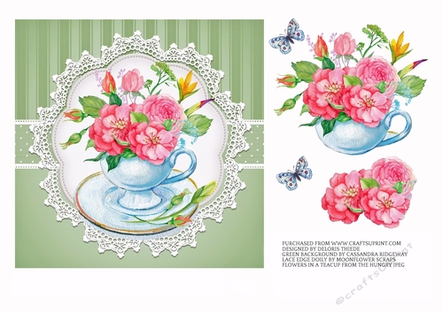 Lovely 6 X 6 Watercolor Flowers In A Teacup