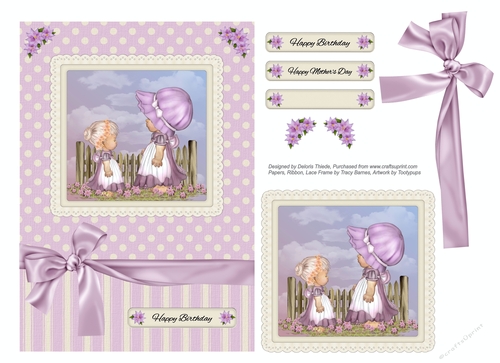 Cute Little Sisters Birthday/Mothers Day Topper