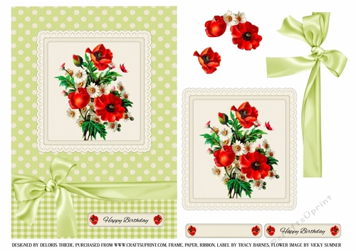 Lovely Vintage Poppies 5 X 7 