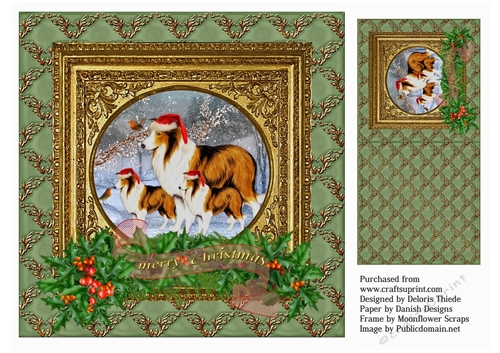 7 X 7 Christmas Collies Topper Plus Gift Tag
