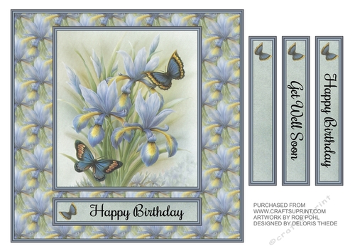 Lovely Rob Pohl Watercolor Iris With Butterflies