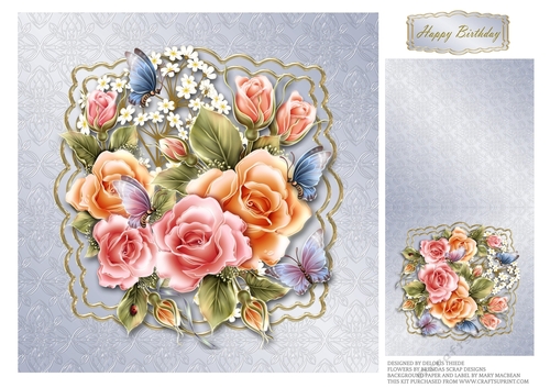 Lovely Floral Birthday Topper Plus Gift Tag