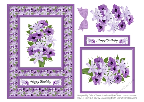 Lovely Purple Lilies Card Topper