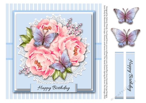 Lovely butterflies and flowers on lace