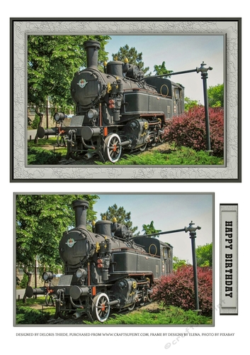 Vintage Steam Train Birthday Topper