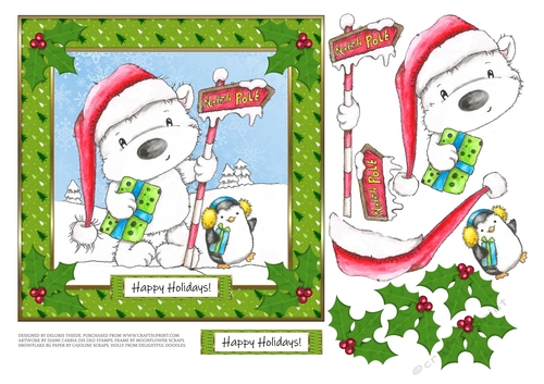 Cute Penguin And Bear Holiday Topper