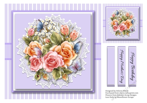 Lovely Floral Bouquet Birthday/Mothers Day Topper (Lavender)