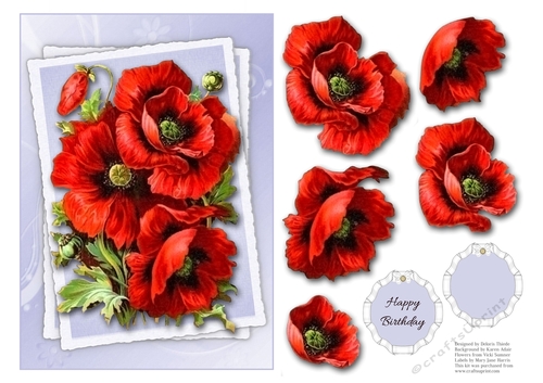 Lovely poppies topper (blue)