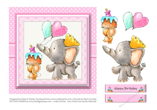 Cute Elephant And Mouse Birthday Topper