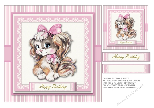 Cute Puppy Birthday Topper Plus Gift Tag