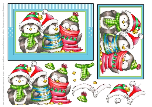 Penguin Trio (Blue/Green)