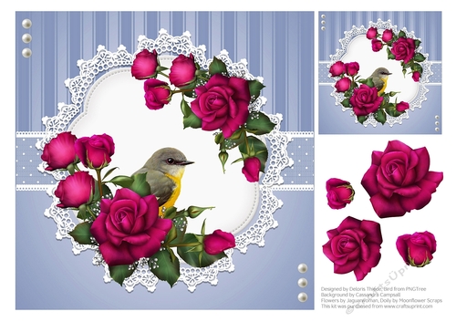 Lovely Roses Topper Plus Gift Tag (Blue)