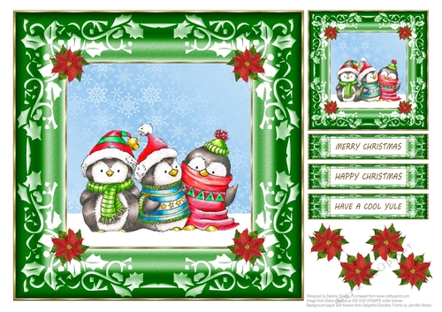 Cute Penguins Topper Plus Gift Tag