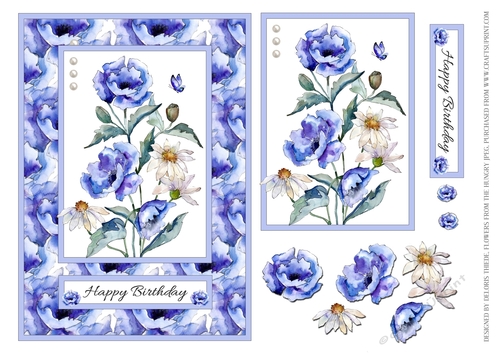 Lovely Blue Poppies With White Daisies