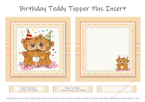 Wishing You A Beary Happy Birthday Topper Plus Insert
