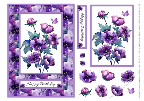 Lovely purple watercolor poppies 