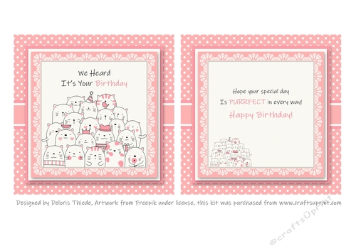 Cute Kitties Birthday Topper Plus Insert With Saying