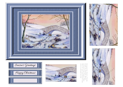 Lovely winter waterfall at sunset pyramid topper