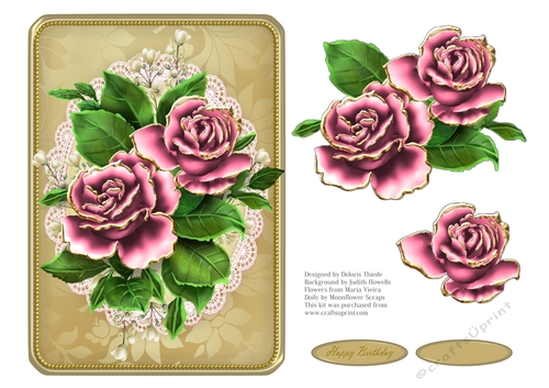 Lovely Pink Roses On Vintage Lace Doily