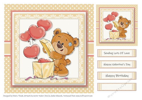 Sending Lots Of Love Teddy Topper Plus Gift Tag