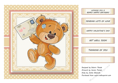 Cute Teddy Topper - Birthday/Valentines Day