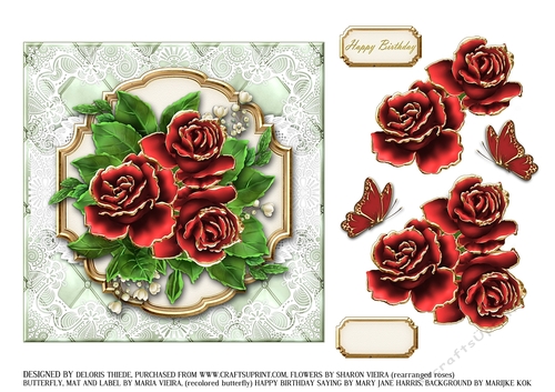 Lovely Red Roses Birthday Topper