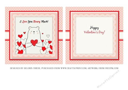 I Love You Beary Much Valentine Topper Plus Insert
