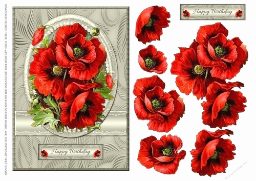 Beautiful Poppies Birthday Topper