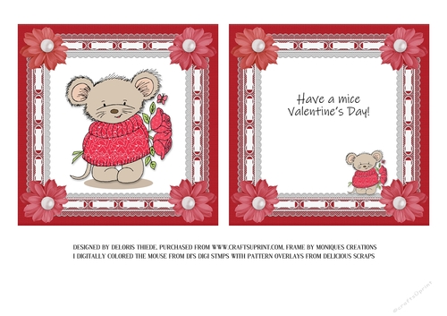 Cute Little Maurice The Mousie Valentine Topper Plus Insert
