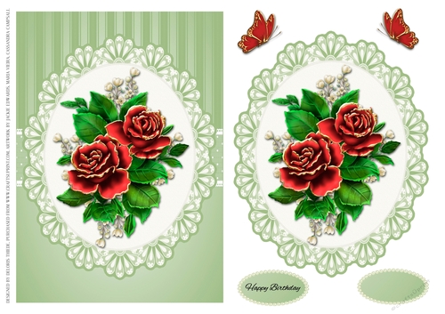 Beautiful Red Roses Birthday Topper