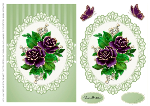 Beautiful Purple Roses Birthday Topper