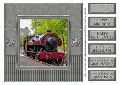Steam Train Quick Card Topper - Birthday or Fathers Day