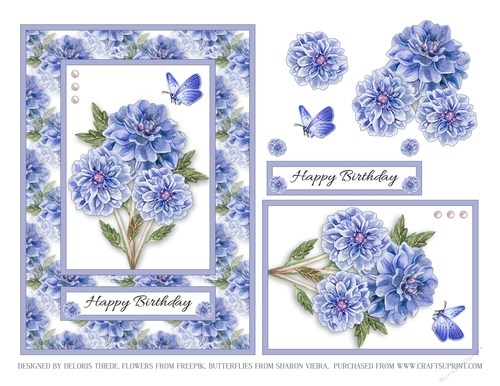 Lovely Dahlias (Blue)