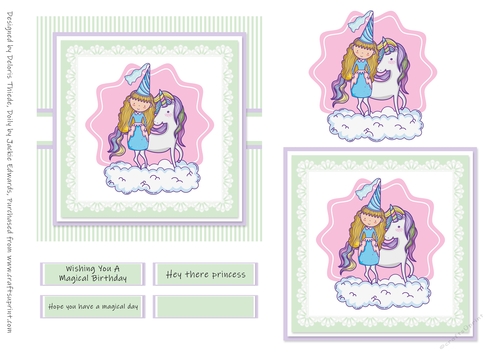 Princess sitting on a unicorn birthday topper
