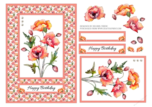 Lovely Poppies Birthday Topper