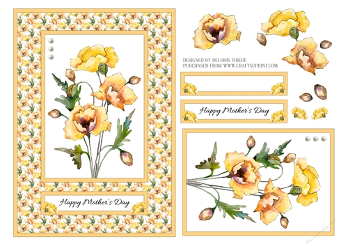 Lovely Watercolor Poppies Mothers Day Topper
