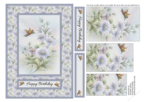 Lovely Rob Pohl Watercolor Flowers Pyramid Topper (Blue)