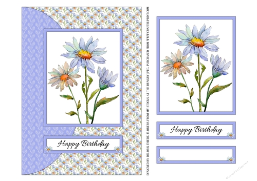 Watercolor Daisies Birthday Topper (Blue)