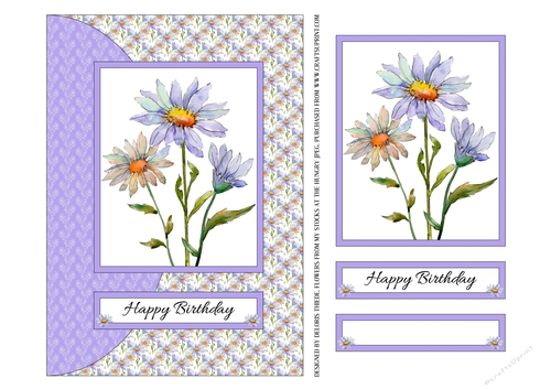 Watercolor Daisies Birthday Topper (Purple)