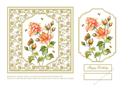 Watercolor Roses Birthday Topper