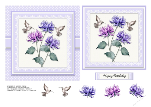 Lovely Watercolor Flowers Birthday Topper