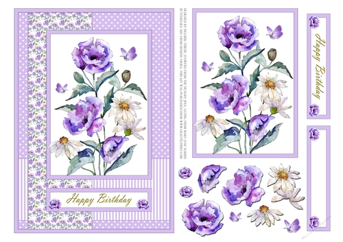 Lovely Watercolor Poppies Birthday Topper 