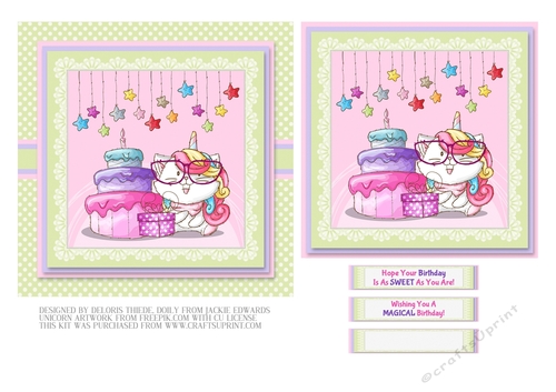 Cute Little Unicorn Birthday Topper